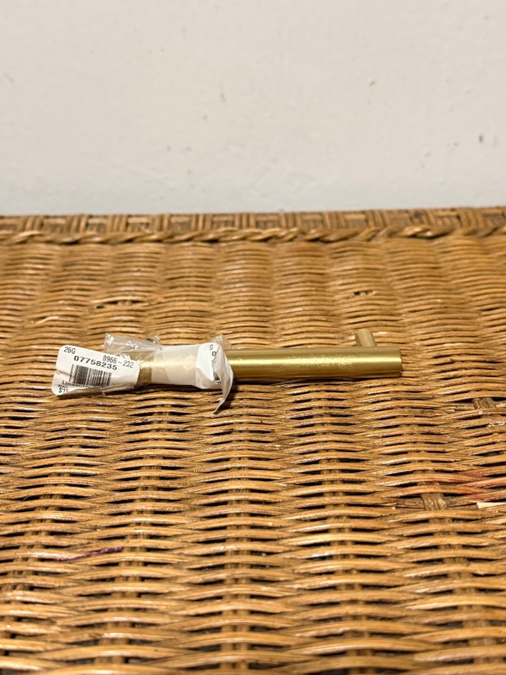 Pottery Barn.  Pottery Barn.  Satin/brushed brass-finished T-bar cabinet drawer